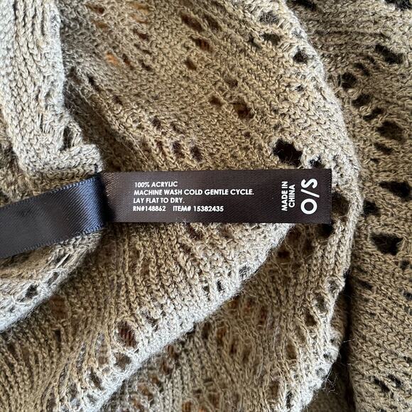 Torrid Shawl Ruana Women's One Size Plus 1X-4X Olive Green Pointelle Fringe - Picture 7 of 8